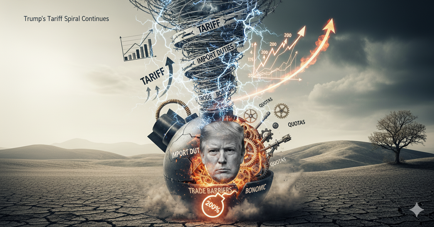 ট্রাম্পের শুল্ক ঘূর্ণি অব্যাহত: ভারতীয় রফতানিতে ৫০% শুল্কের পর এবার ২০০% ‘ট্যারিফ বোমার’ হুমকি