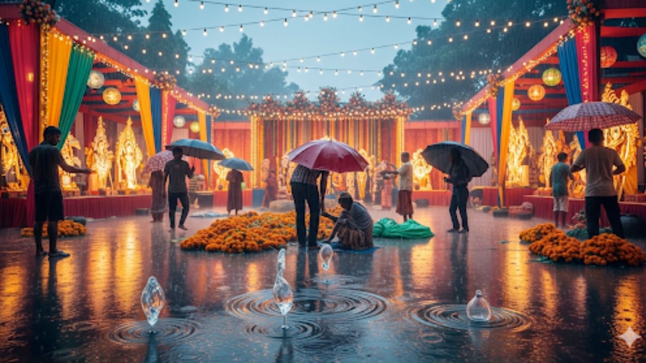 Heavy Rainfall Forecast During Puja Preparations