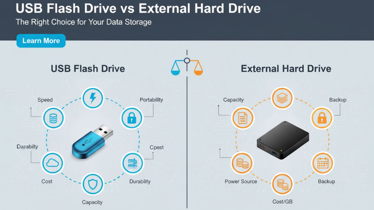 USB ফ্ল্যাশ ড্রাইভ বনাম এক্সটার্নাল হার্ড ড্রাইভ: আপনার ডেটা স্টোরেজের জন্য সঠিক পছন্দ