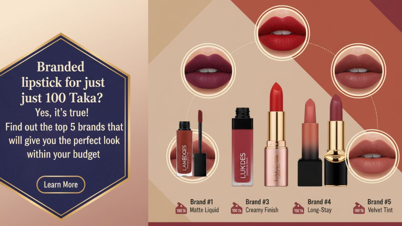 মাত্র ১০০ টাকায় ব্র্যান্ডেড লিপস্টিক? হ্যাঁ, এটাই সত্যি! জেনে নিন সেরা ৫টি ব্র্যান্ড যা আপনার বাজেটেই দেবে নিখুঁত লুক