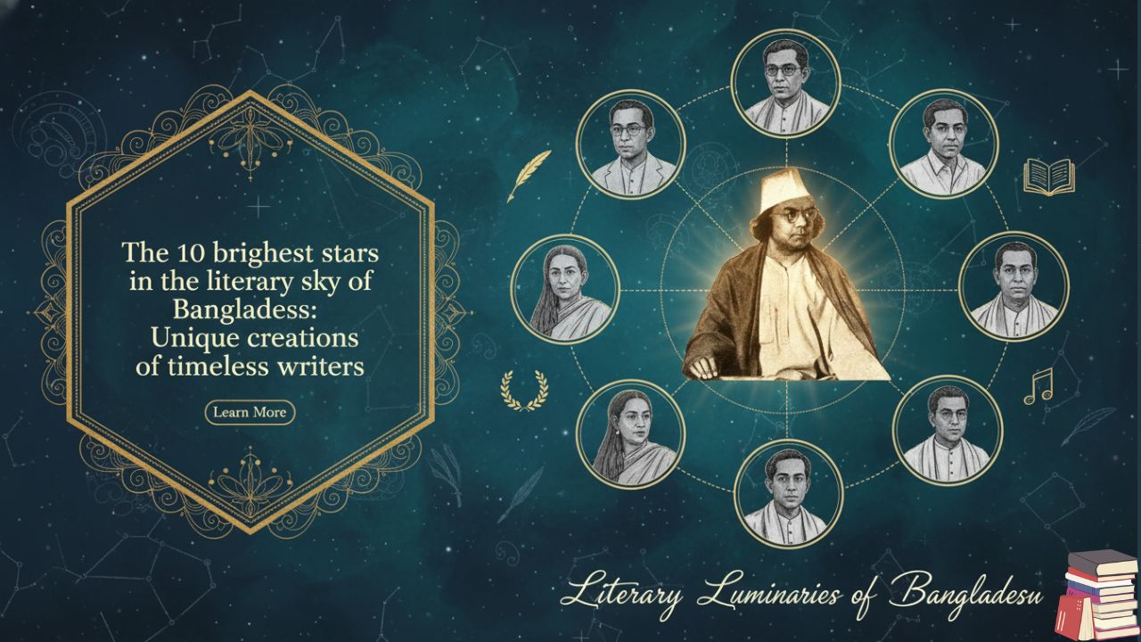 লেখক জন্ম-মৃত্যু পরিচিতি উল্লেখযোগ্য কাজ কাজী নজরুল ইসলাম ১৮৯৯-১৯৭৬ বিদ্রোহী কবি অগ্নিবীণা, বাঁধন হারা জসীম উদ্‌দীন ১৯০৩-১৯৭৬ পল্লীকবি নকশী কাঁথার মাঠ, সোজন বাদিয়ার ঘাট বেগম রোকেয়া ১৮৮০-১৯৩২ নারী জাগরণের অগ্রদূত সুলতানার স্বপ্ন, অবরোধবাসিনী হুমায়ূন আহমেদ ১৯৪৮-২০১২ জনপ্রিয়তার জাদুকর নন্দিত নরকে, দেবী, হিমু সমগ্র আখতারুজ্জামান ইলিয়াস ১৯৪৩-১৯৯৭ বাস্তবতার নিপুণ কারিগর চিলেকোঠার সেপাই, খোয়াবনামা শামসুর রাহমান ১৯২৯-২০০৬ নাগরিক কবি স্বাধীনতা তুমি, বিধ্বস্ত নীলিমা সৈয়দ শামসুল হক ১৯৩৫-২০১৬ সব্যসাচী লেখক পায়ের আওয়াজ পাওয়া যায়, নিষিদ্ধ লোবান হাসান আজিজুল হক ১৯৩৯-২০২১ ছোটগল্পের জাদুকর আত্মজা ও একটি করবী গাছ, আগুনপাখি আহমদ ছফা ১৯৪৩-২০০১ প্রথাবিরোধী চিন্তাবিদ ওঙ্কার, বুদ্ধিবৃত্তির নতুন বিন্যাস সেলিনা হোসেন