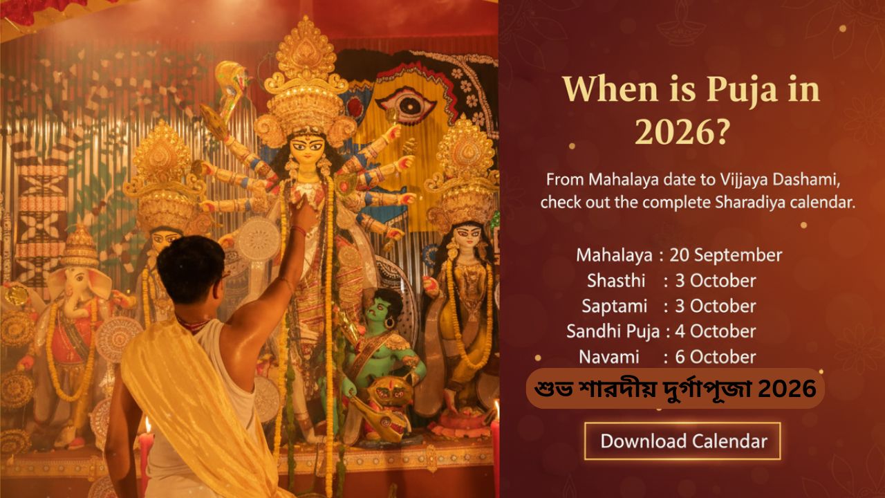 ২০২৬ সালে পুজো কবে? মহালয়ার দিনক্ষণ থেকে বিজয়া দশমীর নির্ঘণ্ট, দেখে নিন শারদীয়ার সম্পূর্ণ ক্যালেন্ডার